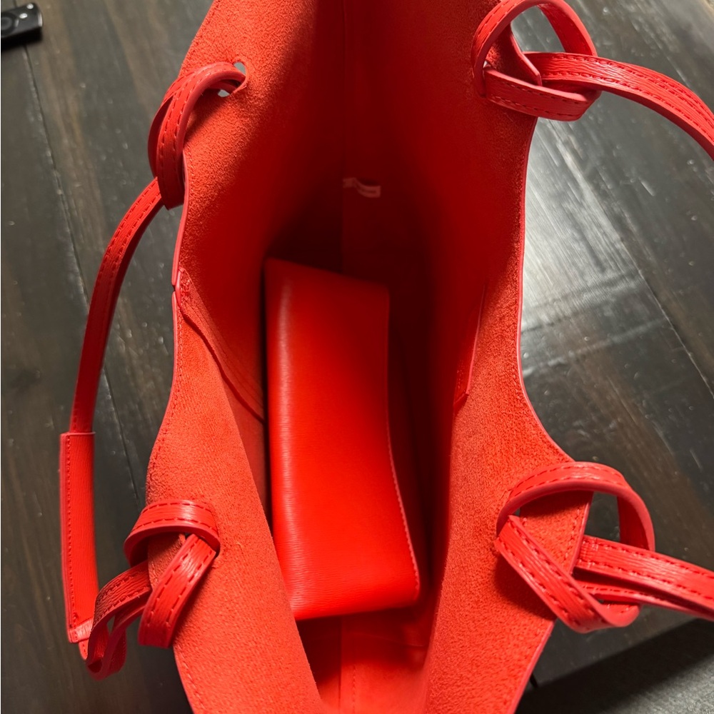Neiman Marcus Bright Red Open-Top Tote with Double Straps and make up pouch!! - Picture 6 of 13
